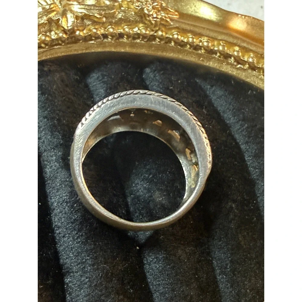 Vintage Filigree Silver Ring Womens 6.5‎ Scroll Openwork Rope 925 Art Nouveau